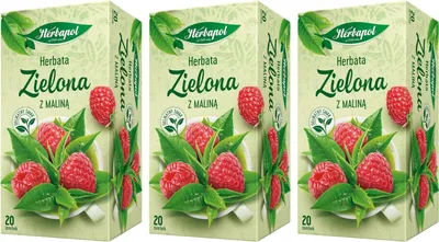 Produktbild von Herbapol Grüner Tee mit Himbeere 60 Teebeutel - Grüntee im Beutel aromatisierter