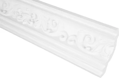Produktbild von GRAND DECOR Stuckleisten Decke Barock Stil, PolyurethanHartschaum & Flexibel - 2m Deckenleisten gemustert Deckenprofil Kunststoff (2 Meter C773 weiß)