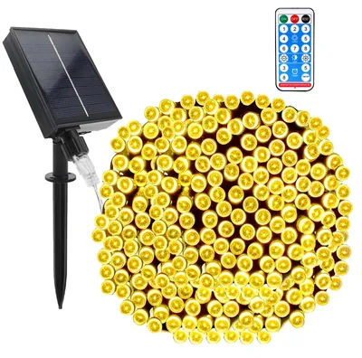 Solar-Lichterkette, 200 LEDs, 22 m, warmweiß, mit Fernbedienung, IP65