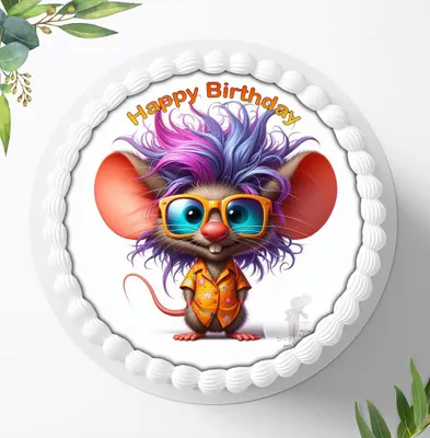Produktbild von Für die Geburtstags Torte ein Tortenaufleger, Zuckerbild mit dem Motiv: Maus die Maus, Essbares Foto für Torten, Fondant, Ø 20cm, 1774z