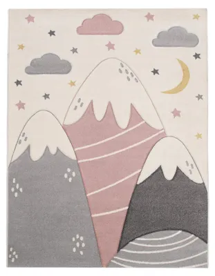 Produktbild von TT Home Kinderzimmerteppich Teppich Junge Mädchen Kinderteppich Baby Modern Berge 3D Design Pastell Sterne Wolken Größe 140x200 cm