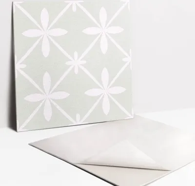 Produktbild von Fliesenaufkleber Set - 9 Stück Selbstklebende PVC Fliesen-Designs - Für Bad und Küche 30 x 30 - Minimalistische Ornamente