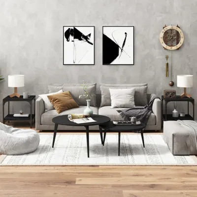 Produktbild von The Living Store Beistelltische 2 Stk. Schwarz 40x40x40 cm Holzwerkstoff