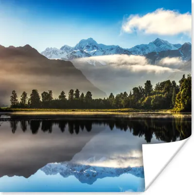 Produktbild von MuchoWow® Poster Neuseeland - Reflexion - Berg 50x50 cm - Wohnzimmerdekoration