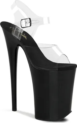 Produktbild von INFINITY-908 Pleaser Damen High Heels Plateausandaletten transparent schwarz