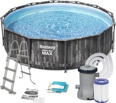Produktbild von Bestway Steel Pro Max Aufstellpool rund 366x100 cm, 9150 L mit Filterpumpe und Leiter