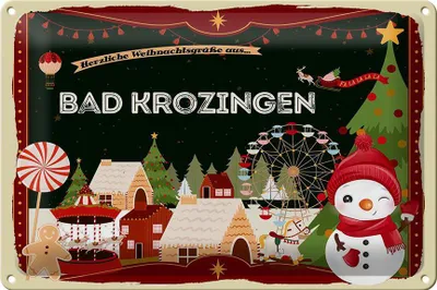 Produktbild von Blechschild Weihnachten Grüße BAD KROZINGEN 30x20cm