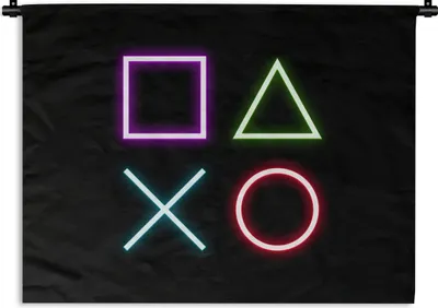 Produktbild von MuchoWow® Wandteppich Wandbehang Gaming - Neon - Konsole - Schwarz - Controller - Gaming 150x112 cm Tapisserie Dekoration Wandtuch - Wanddecke - Wandteppiche