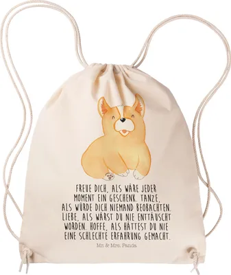 Produktbild von Mr. & Mrs. Panda Jutebeutel Corgie - Transparent - Geschenk, Corgi, Lebensfroh, Sprüche, Beutel, Turnbeutel, Stoffbeutel, Spruch, gymnastiktasche, Hund, wander rucksack