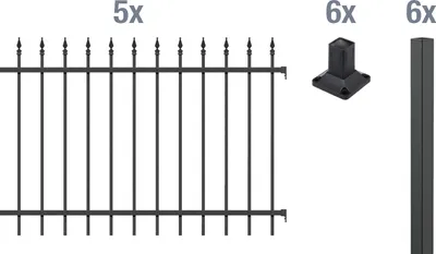 Immagine prodotto di Alberts 510305 Set completo di recinzione Chaussee, da avvitare, nero opaco, altezza 100 cm, lunghezza 10 m