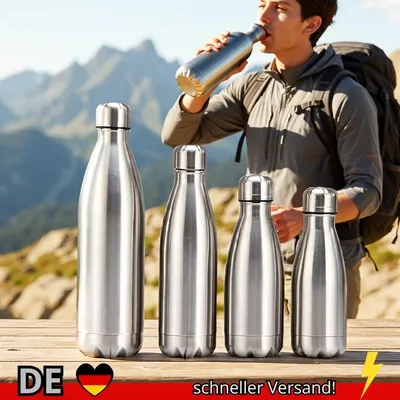 Produktbild von Edelstahl-Wasserflasche 1 Liter er Versand Trinkflasche für