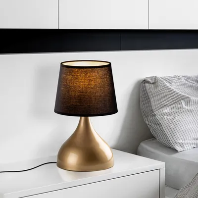 Produktbild von Opviq, Hochwertige Tischlampe, Gold & Schwarz, IP20, E27, 28x28x49 cm, 100% Metall