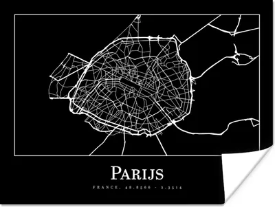 Produktbild von MuchoWow® Poster Paris - Karte - Stadtplan 120x90 cm - Wandbild