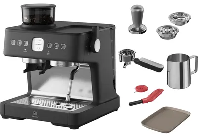 Obrázek produktu pro Electrolux Pákové espresso 800 s integrovaným mlýnkem E8EC1-8BP Černá perleťová