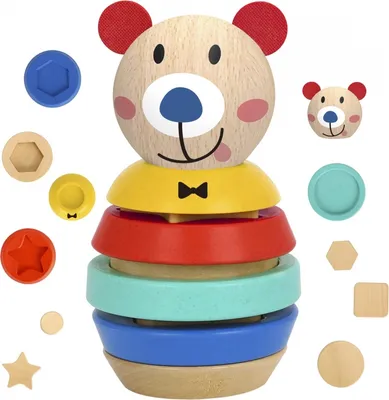 Obrázek produktu pro TOOKY TOY Dřevěné puzzle Pyramida Tvary M