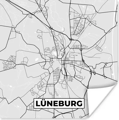 Produktbild von MuchoWow® Poster Deutschland - Stadtplan - Karte - Lüneburg 100x100 cm - Babyzimmer