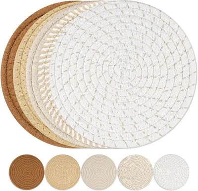 Imagen del producto de Juego de posavasos para ollas, de 5 piezas, de 20 cm de diámetro, resistentes al calor, para cocina y comedor