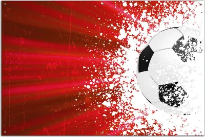 Produktbild von Wallario Outdoor-Poster für Garten oder Balkon, Motiv Fußball - Splashing Design in rot, in ca. 61 x 91,50 cm