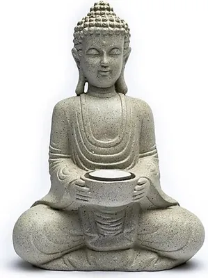 Produktbild von Meditationsbuddha mit Kerzenhalter, graue Farbe – 550 g; 27 cm
