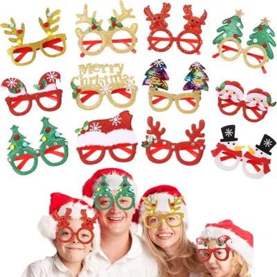 Produktbild von Weihnachtsbrillen Set, 12 Stück, Party Foto Requisiten