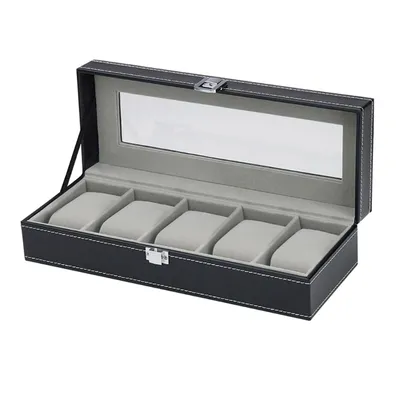 Obrázok produktu pre Krabička na hodinky SELVA - Na 5 hodiniek - Vynikajúce spracovanie - KOŽA - Rozmery: 305 x 115 x 77 mm