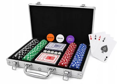 Zdjęcie produktu dla Zestaw Do Pokera – Żetony Pokerowe I Karty – 300 Żetonów, 2 Talie – Dla Dorosłych