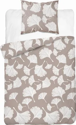 Produktbild von Baumwollbettwäsche 140x200 Blumen Blätter Beige