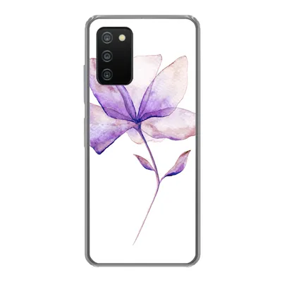 Produktbild von MuchoWow® Handyhülle Schutzhülle Hülle für Samsung Galaxy A03s Blumen - Aquarell - Lila Silikon Softcase Handy Hülle - Schutz