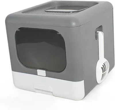 Produktbild von Famanu Katzentoilet Geschlossen - Privatsphäre für Katzen - Faltbares Design - 45 x 42 x 15 cm