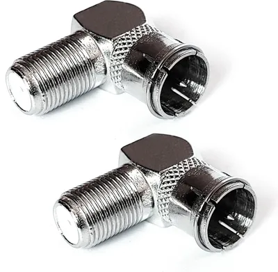 Produktbild von 2x Adapter F-Quick-Stecker zu F-Buchse 90° gewinkelt Metall F-Kupplung TV Sat