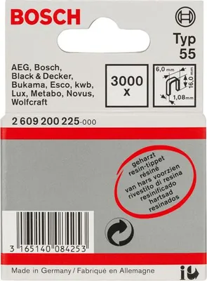 Produktbild von Schmalrückenklammer Typ 55, geharzt 6 x 1,08 x 16 mm, 3000er-Pack