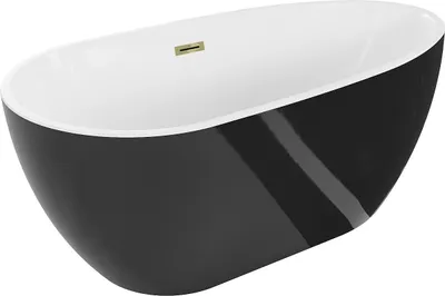 Produktbild von Mexen Eos freistehende Badewanne 170 x 75 cm, weiß/schwarz, Abfluss gold - 52471707575-50