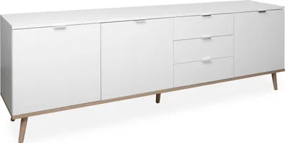 Produktbild von Sideboard Göteborg Anrichte in weiß mit Sonoma Eiche massiv Kommode 200 cm Design skandinavisch