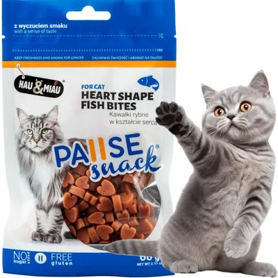 Productafbeelding van Kattenvoer, hartjes van kabeljauw, PauseSnack Hau&Miau, 60g