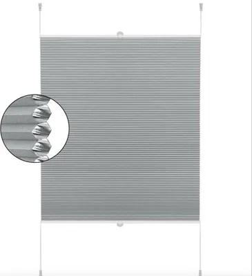 Produktbild von Happyment Honigwaben Rollo – Grau – Lichtdurchlässig & Isolierend – Ohne Bohren – Polyester – 95x130cm