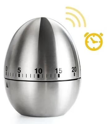Image de Réveil de cuisine - Réveil de cuisine analogique - Minuteur de cuisine - Minuteur pour œufs - Minuteur de cuisine - Minuteur pour œufs - Minuteur en forme d'œuf - Minuteur mécanique - Minuteur de cuisine - Minuteur - Œuf - Acier inoxydable - Argent