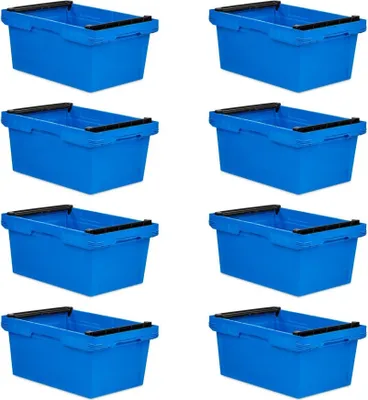 Produktbild von SuperSparSet 8x Conical Mehrweg-Stapelbehälter mit Stapelbügel Blau | HxBxT 27,3x40x60cm | 47 Liter | Lagerbox Eurobox Transportbox Transportbehälter Stapelbehälter
