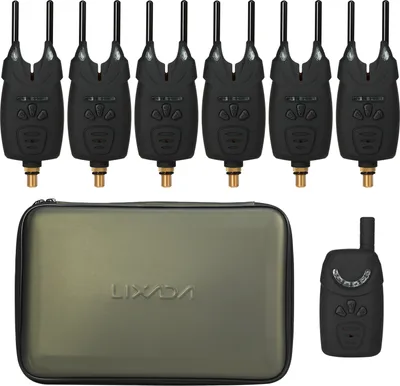 Obrázek produktu pro Lixada Elektronický rybářský alarm Bissalarm LED Bezdrátový rybářský alarm Digitální rybářský přijímač Sada se zvukovým alarmem včetně pouzdra