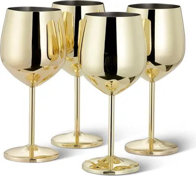 Obrázek produktu pro Oak & Steel 15001, Sada sklenic na víno, Standardní sklenice, Nerezová ocel, Zlato, Jednobarevný, 500 ml
