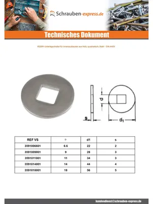 Produktbild von Scheiben/Unterlegscheibe Für Holzbau 11x34x3 Rohstahl