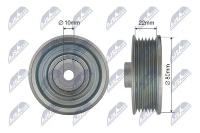 Produktbild von NTY RNK-TY-033 Umlenkrolle Keilrippenriemen 80mm für TOYOTA AURIS (NRE15, ZZE15, ADE15, ZRE15, NDE15) AVENSIS Kombi (T25) COROLLA AVENSIS (T25)