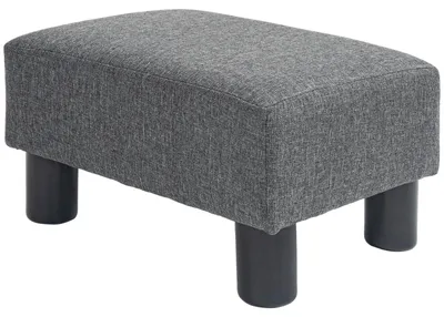 Produktbild von Fußhocker, Sitzhocker mit leinenartigem Stoffbezug, Grau, Polsterhocker Wohnzimmer Schlafzimmer