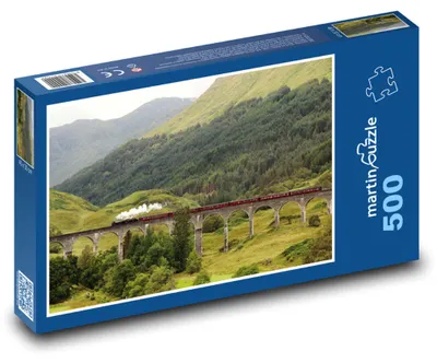 Zdjęcie produktu dla Puzzle 500 Szkocja - parowóz w krajobrazie - martinpuzzle
