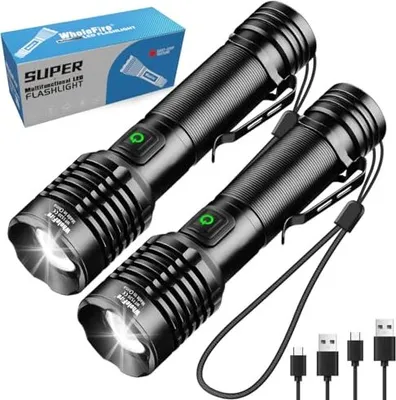 Produktbild von Wholefire Pack 2 LED -wiederaufladbare Fackel, extrem helle 20.000 Lumen, wasserdicht