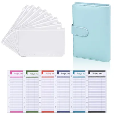 Produktbild von Budget Planer A6 Ringbuch mit Geldumschlägen Kunstleder Blau 12 Budgetblätter