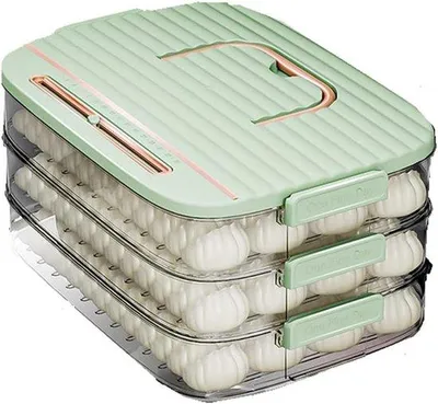 Produktbild von Dumplingkühlschrankbehälter, grüner Dreifachbehälter
