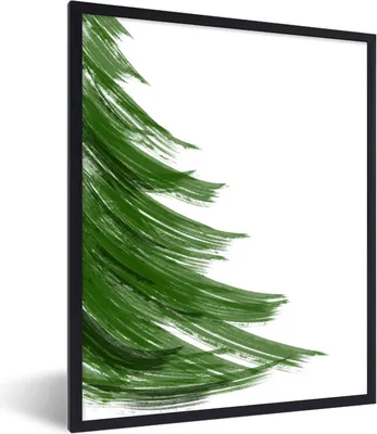 Produktbild von MuchoWow® MuchoWow® Gerahmtes Poster Grüner Farbfeger in Form eines Weihnachtsbaums 60x80 cm - Poster mit zchwarzem Bilderrahmen - Premium - Wanddeko Wohnzimmer