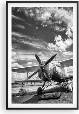 Produktbild von Gerahmtes Poster - Schwarzer Rahmen - An-2 Flugzeug Schwarzweiß - 61x91,5 cm - Wand Bild - Wanddeko - Wandbilder - Wandposter - Bilderrahmen - Bilder - Kunstdruck - Wandbild - P2BPA61x91-4228