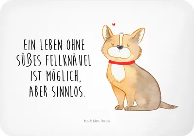 Produktbild von Mr. & Mrs. Panda magnet Hund Glück - Weiß - Geschenk, Spruch, whiteboardmagnet, küchenmagnet, Sprüche, Kühlschrankmagnet, Süß, Corgie, spruchmagnet, zettelhalter, Herz