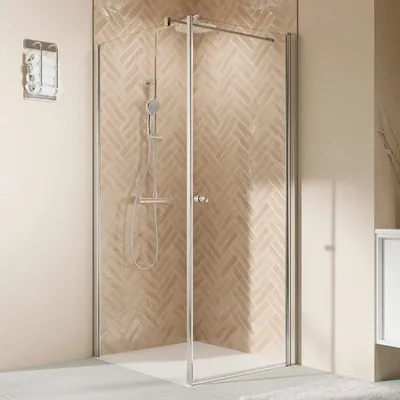 Produktbild von Seitenwand für Drehtür oder Drehfalttür BREUER Elana 2.0 90 x 200 cm Profil rund weiß Klarglas Seitenwandanschlag links